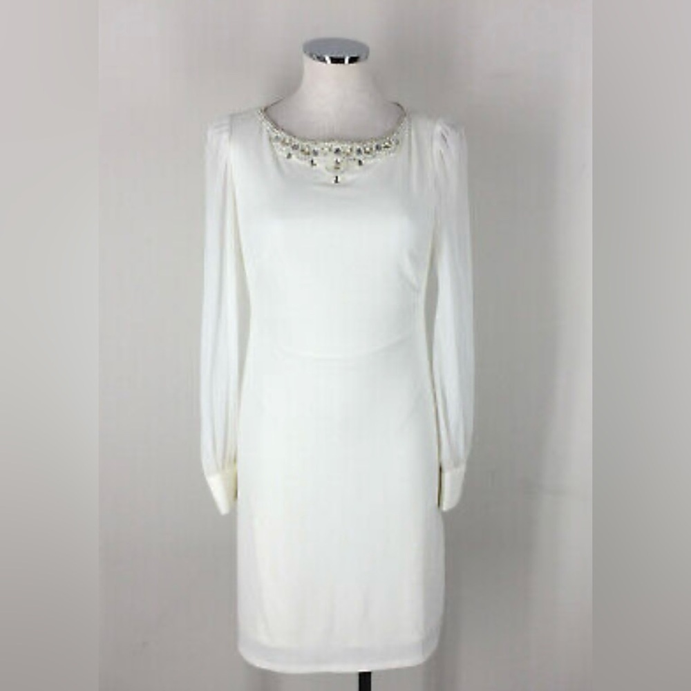 Eliza J Size 10 White Sheath dress